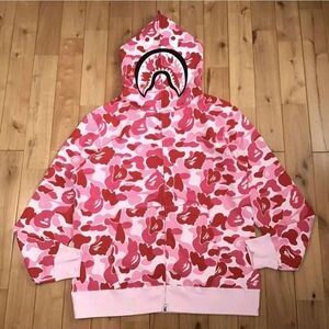 Bape Red and Pink Camo Zip Up Sweater